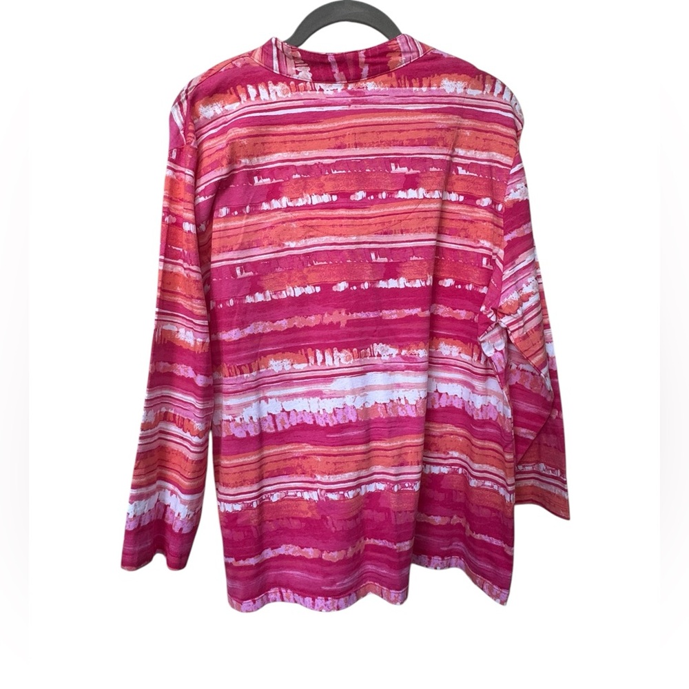 Ruby Road Pink and Orange Striped V-Neck Top size XL - Picture 5 of 5